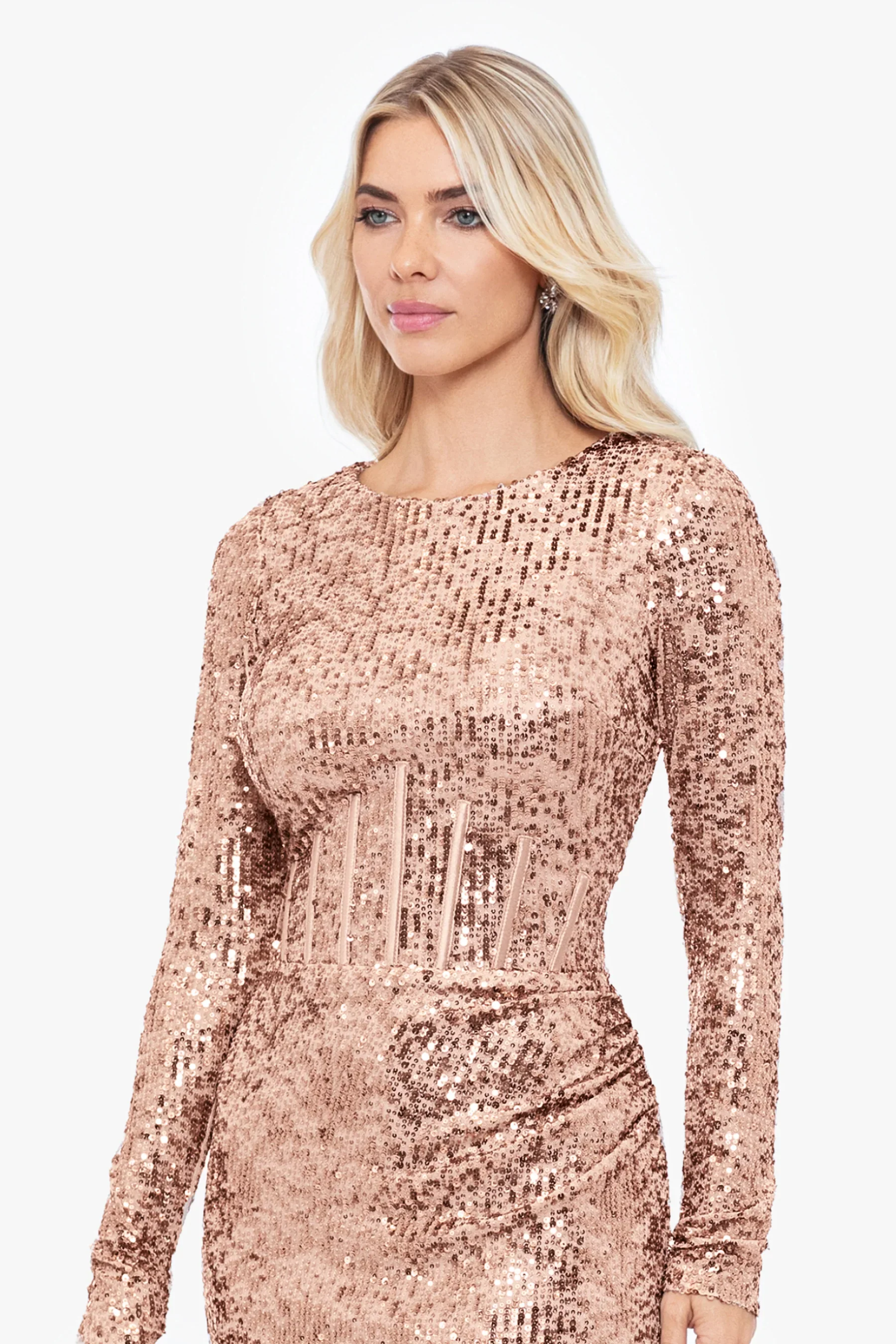 Betsy and Adam Sequin Corset "Elsie" Dress A26221 - Image 4