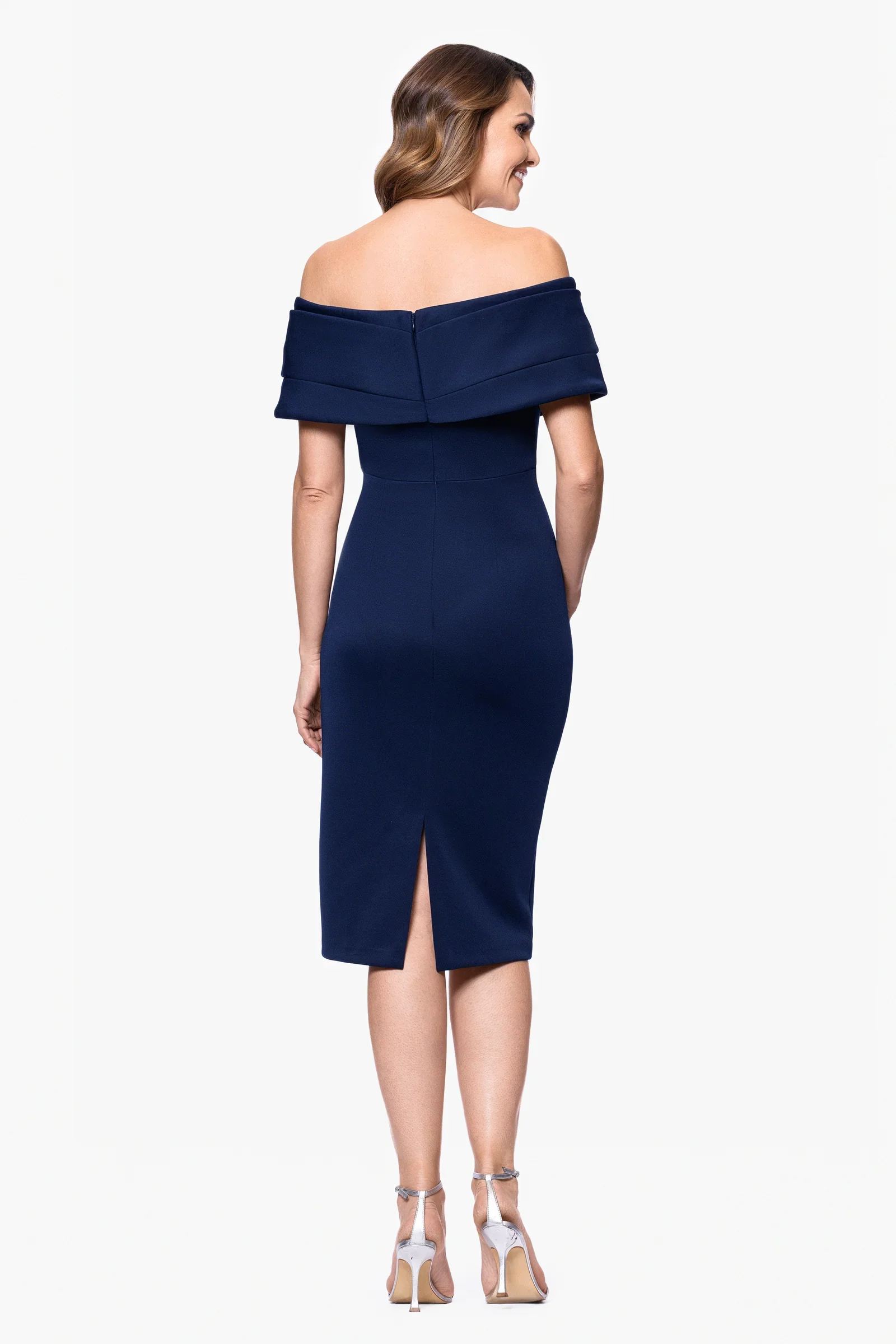 Betsy and Adam "Sue" Scuba V-Neck Cocktail Dress A27094 - Image 3