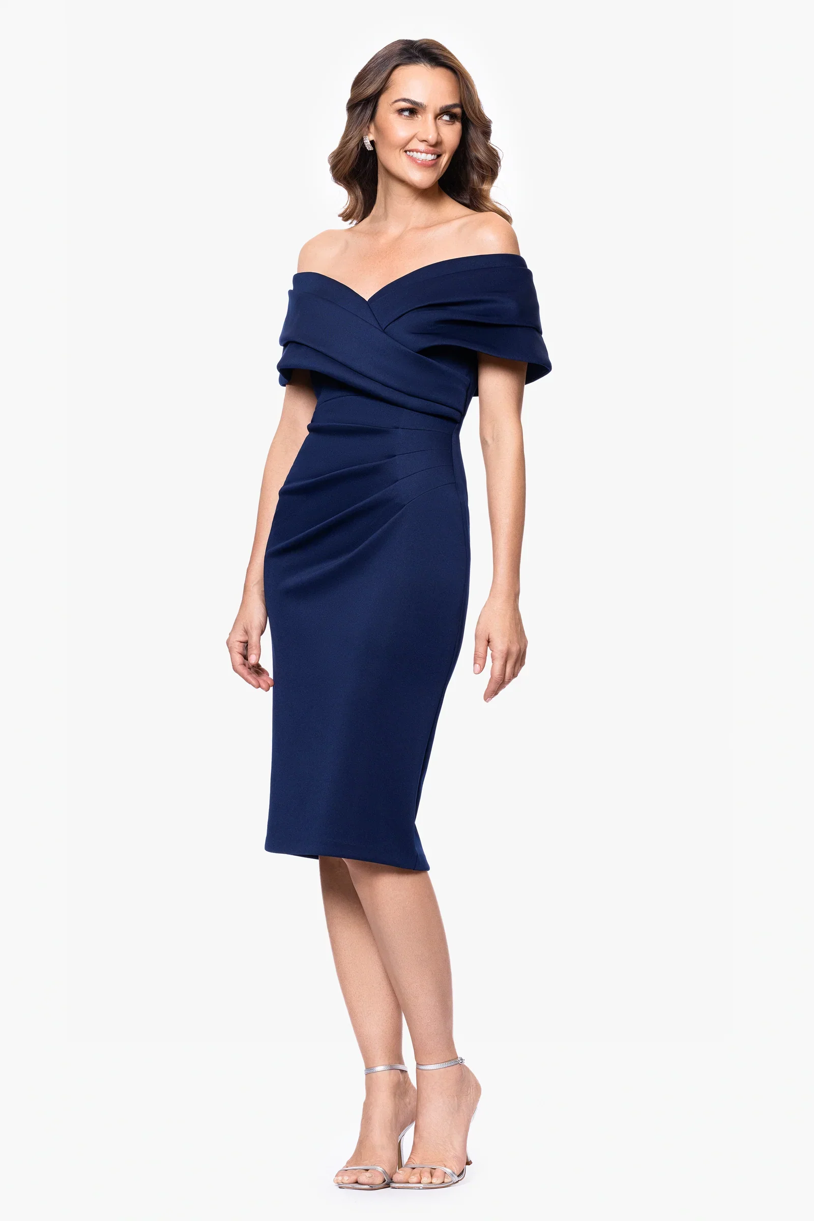 Betsy and Adam "Sue" Scuba V-Neck Cocktail Dress A27094 - Image 4