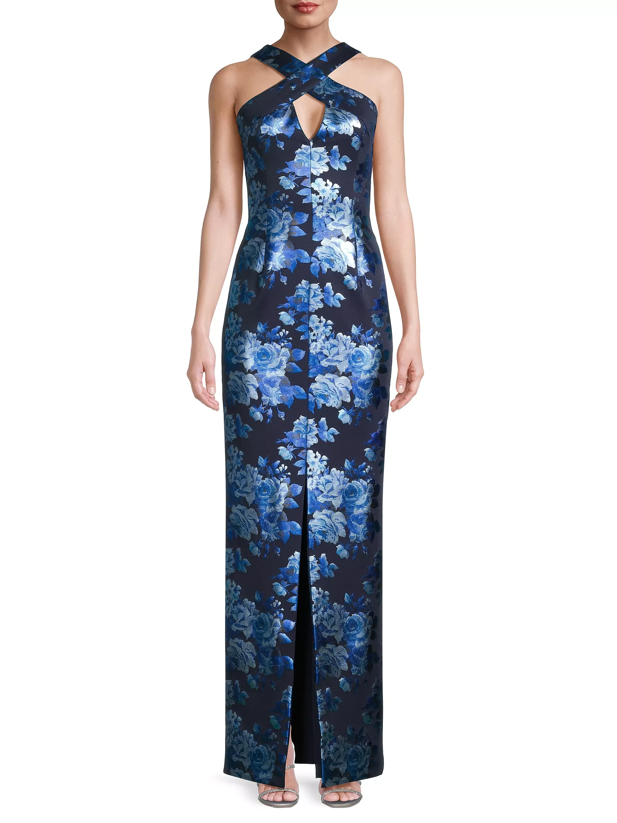 Black Halo "Charlene" Metallic Floral Evening Gown 1795108 - Image 2