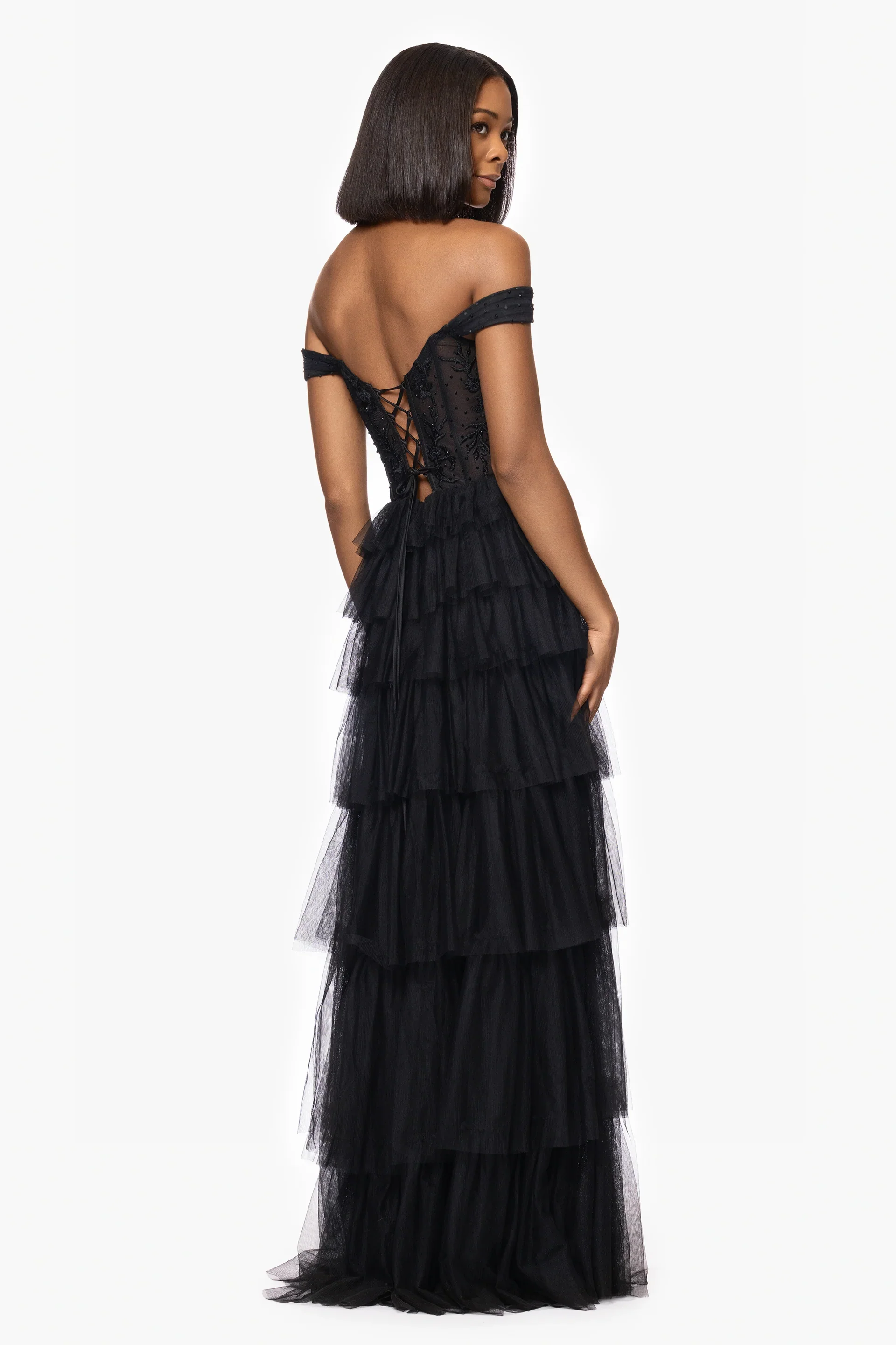 Blondie Nites "Charlotte" Mesh Ruffle Dress 5390BN - Image 3