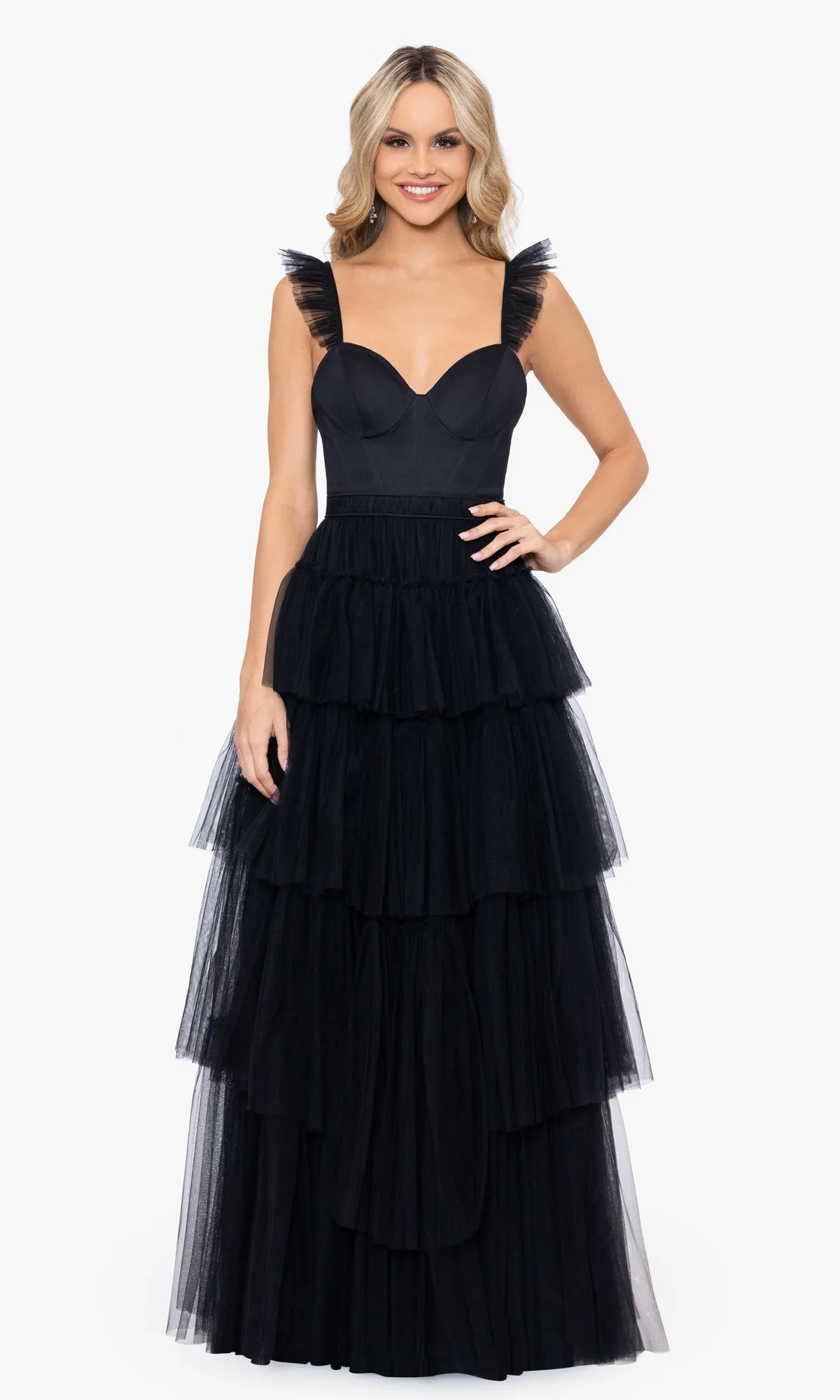 Blondie Nites Tiered Ruffle Prom Dress 4819BN - Image 3