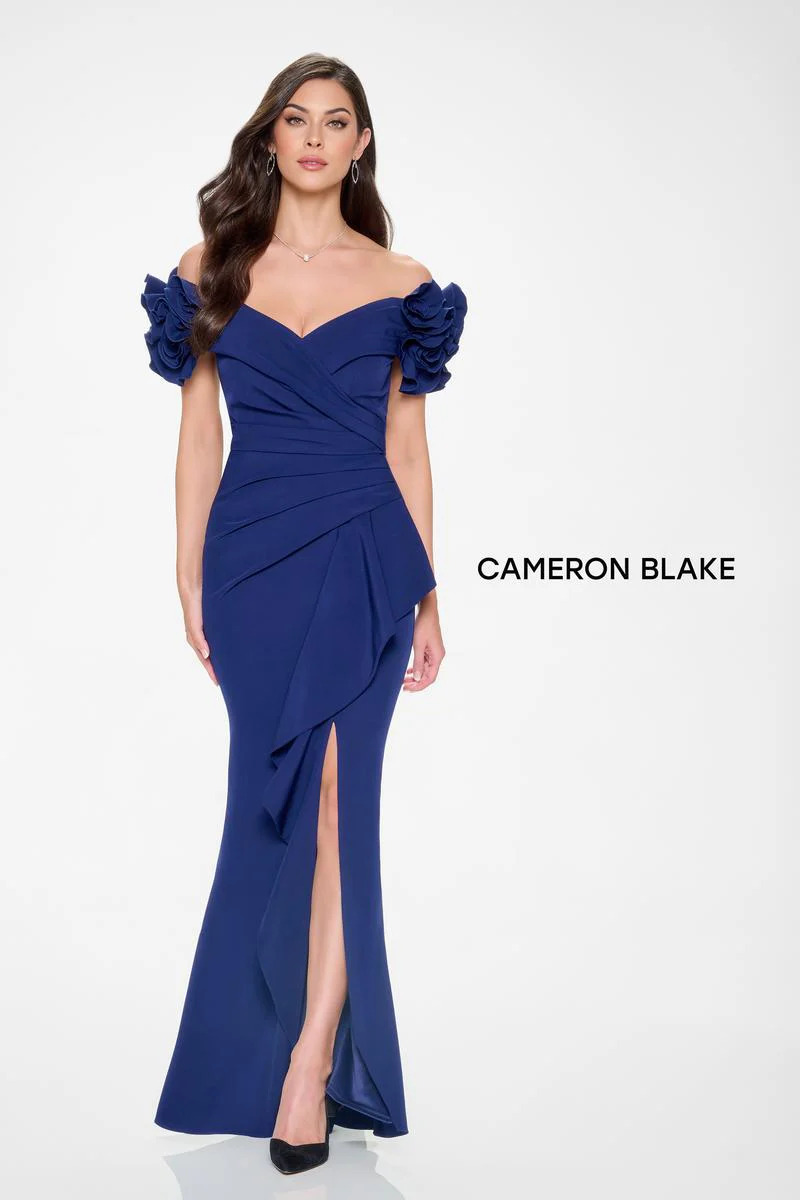 Cameron Blake Off Shoulder Ruffle Evening Dress CB209 - Image 5
