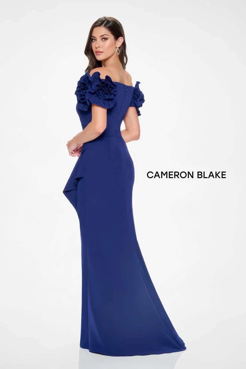 Cameron Blake Off Shoulder Ruffle Evening Dress CB209 - Image 6