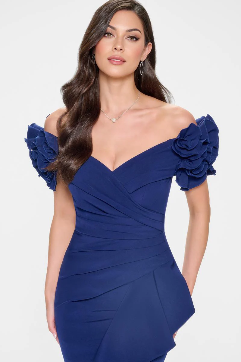 Cameron Blake Off Shoulder Ruffle Evening Dress CB209 - Image 8