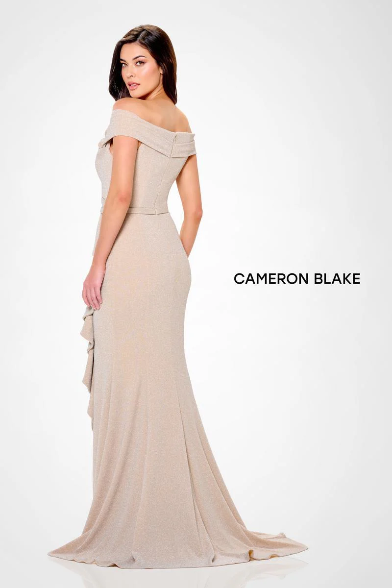 Cameron Blake Ruffle Slit Evening Dress CB3236 - Image 5