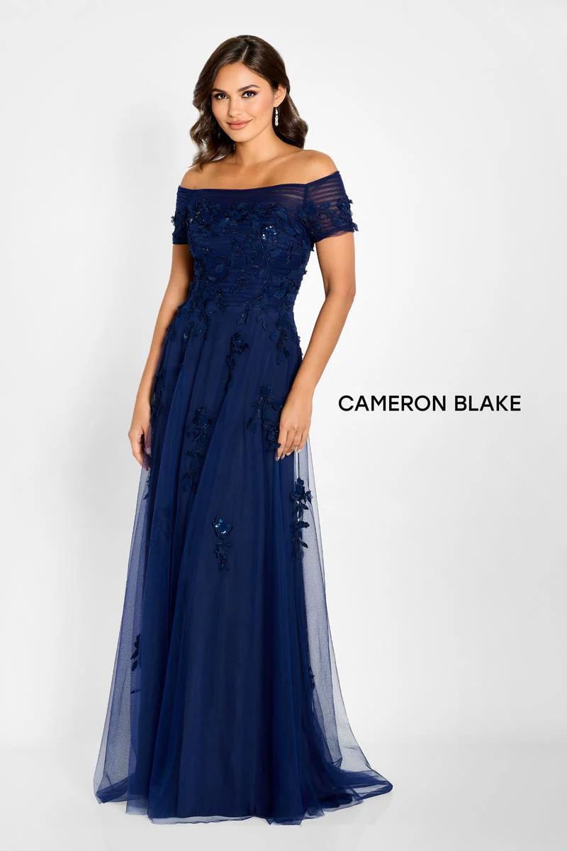 Cameron Blake Off Shoulder A-Line Evening Dress CB751 - Image 2