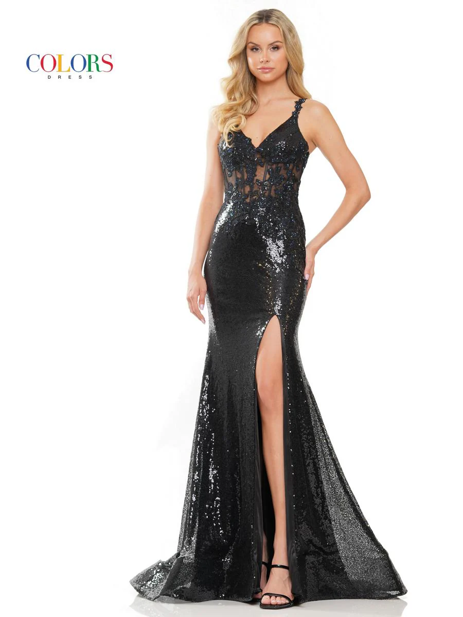 Colors Dress Lace Up Sequin Dress 2848 - Image 9