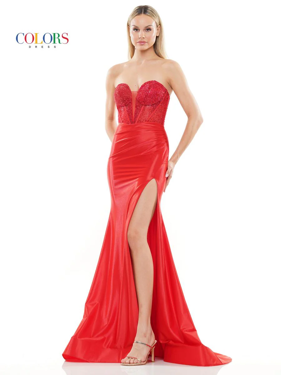 Colors Plunging Corset Prom Dress 3138 - Image 6