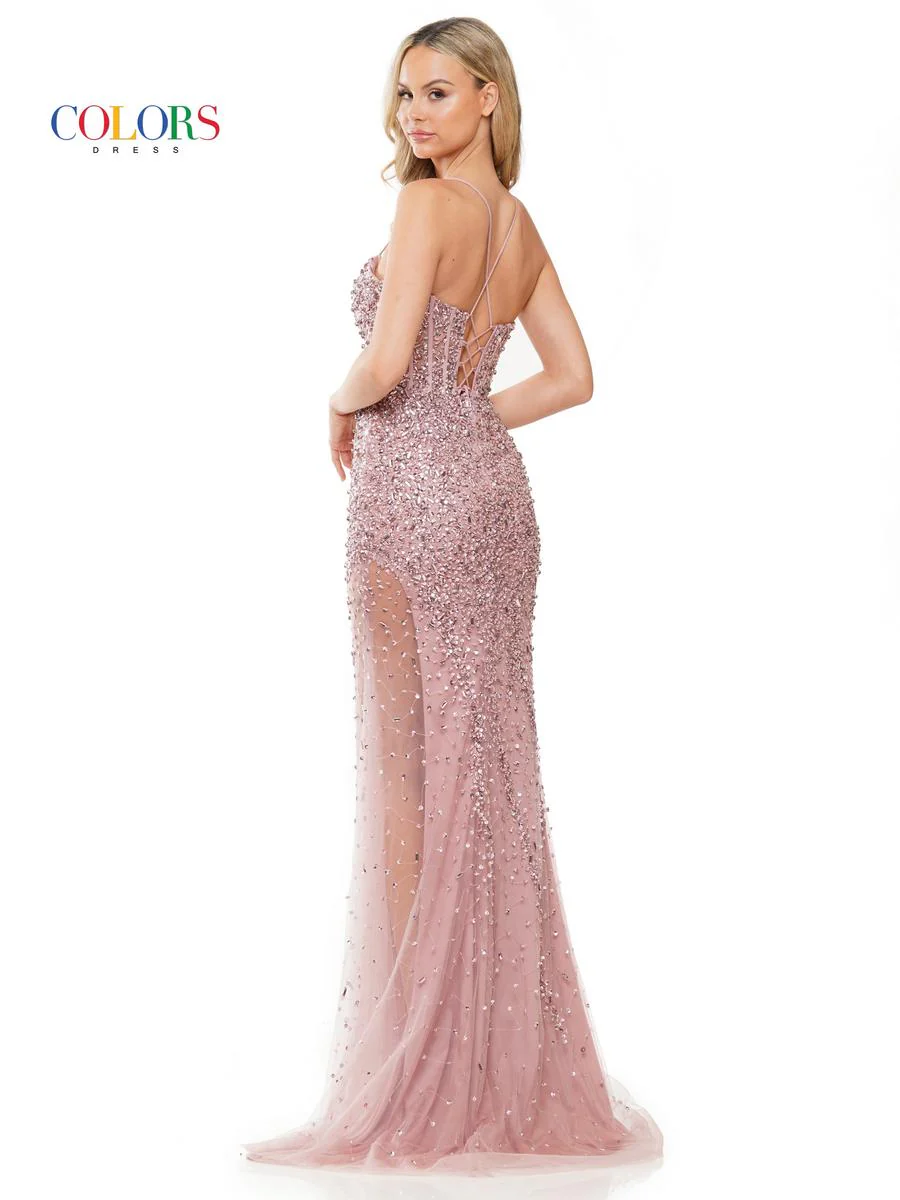 Colors Sequin Tight Corset Prom Dress 3307 - Image 2