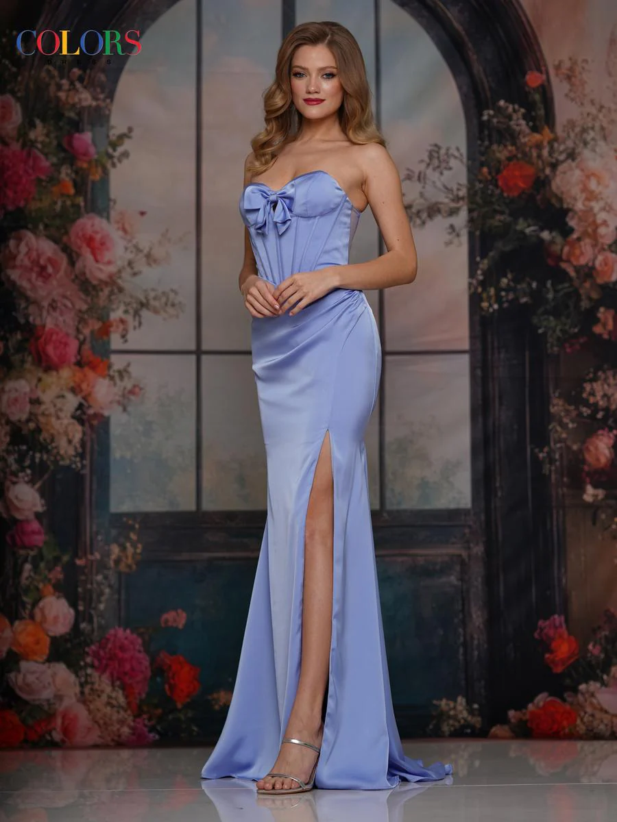 Colors Dress Bow Corset Fitted Prom Dress 3710
