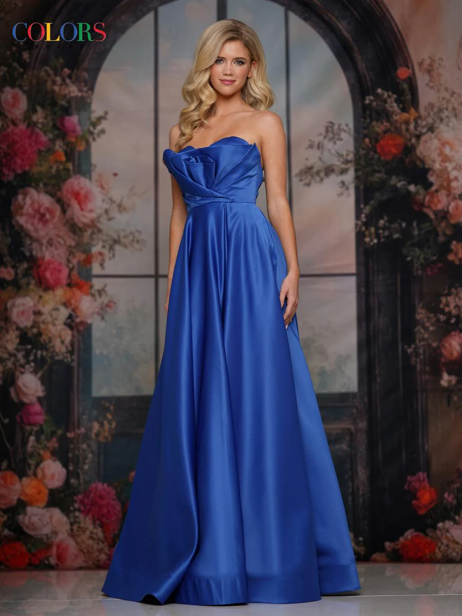 Colors Dress Sweetheart Satin A-Line Prom Dress 3738 - Image 3