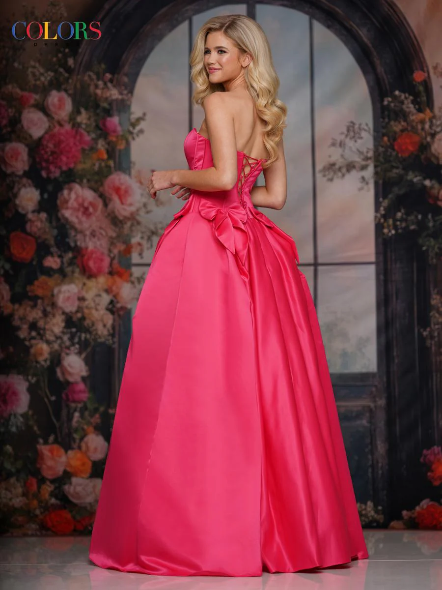 Colors Dress Strapless Bow Ballgown Prom Dress 3739 - Image 2