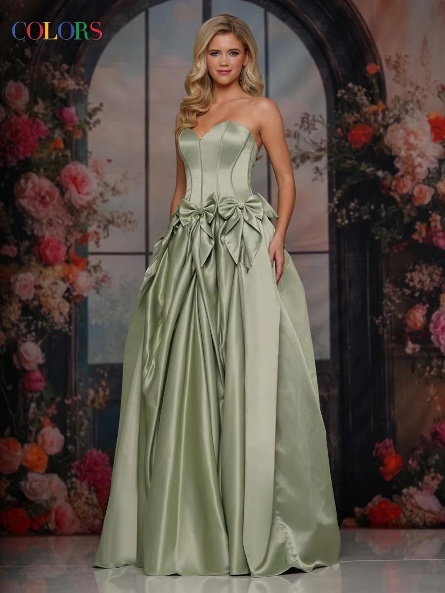 Colors Dress Strapless Bow Ballgown Prom Dress 3739 - Image 3