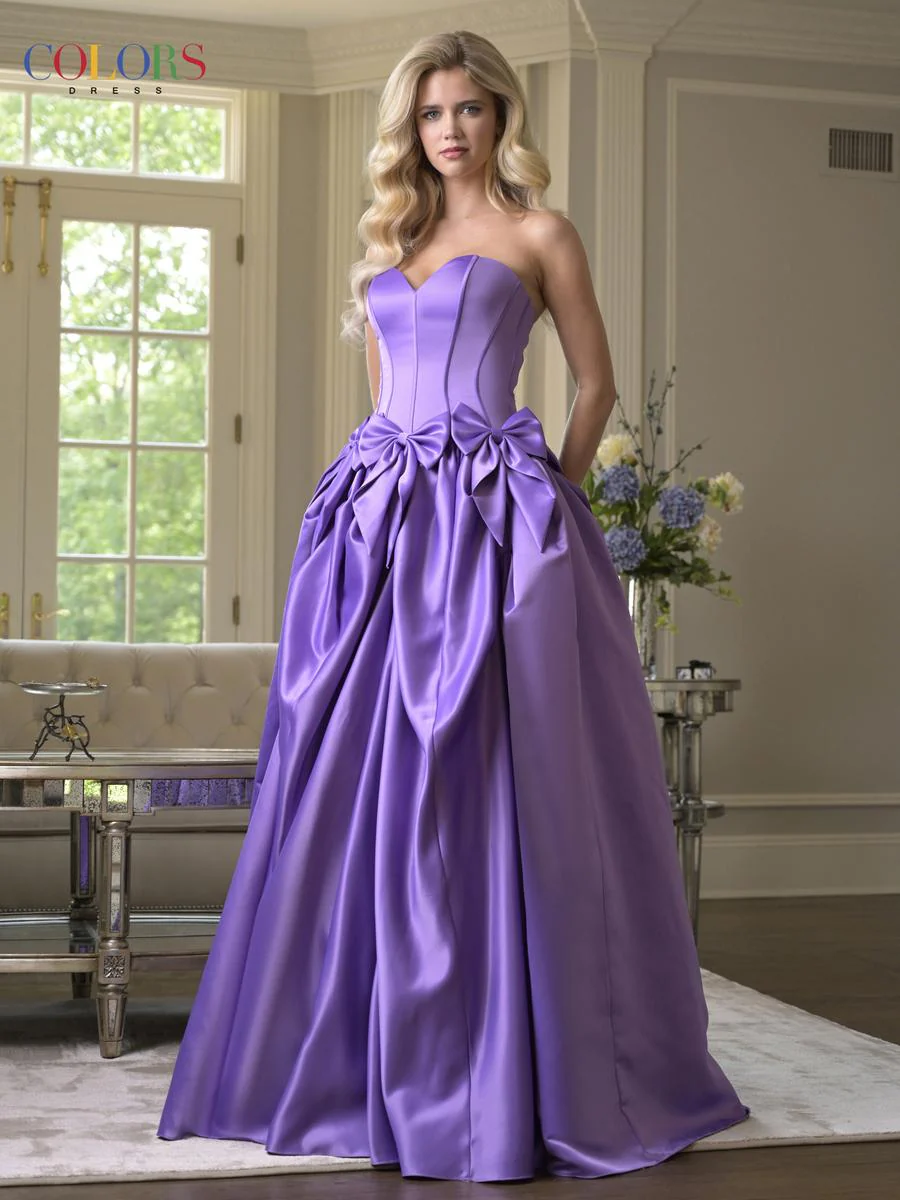Colors Dress Strapless Bow Ballgown Prom Dress 3739 - Image 4