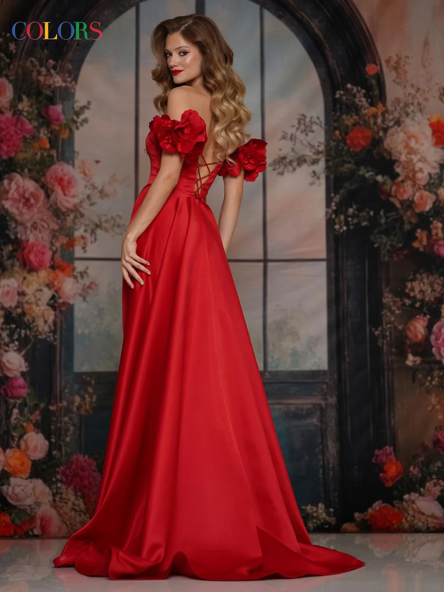 Colors Dress Floral Off The Shoulder Prom Dress 3744 - Image 2