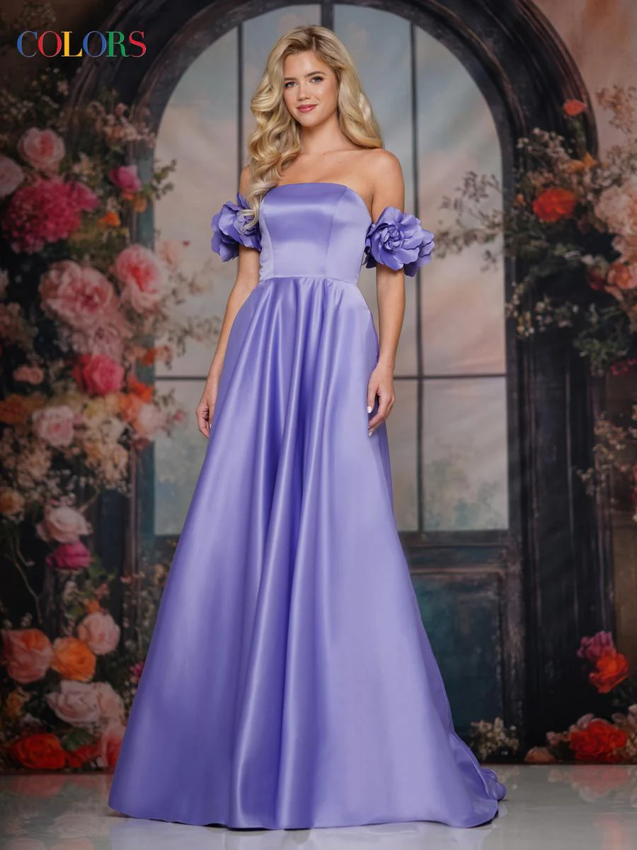 Colors Dress Floral Off The Shoulder Prom Dress 3744 - Image 5
