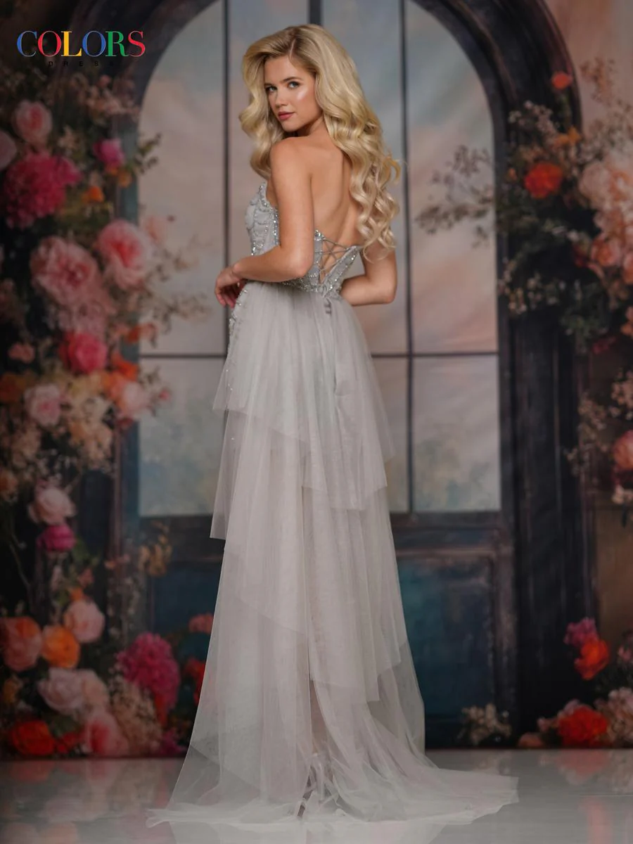 Colors Dress Short Beaded Overskirt Dress 3746 - Image 2