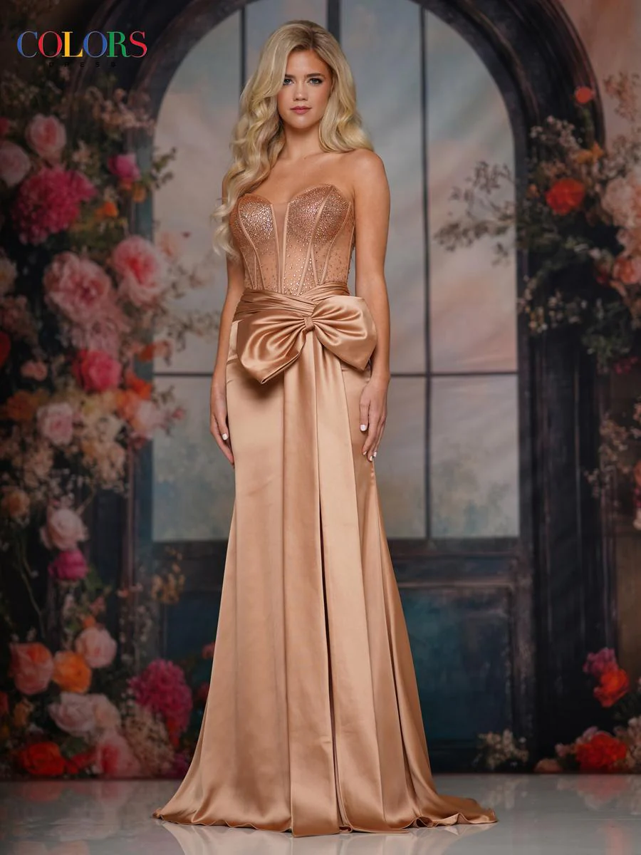 Colors Dress Strapless Oversize Bow Prom Dress 3769
