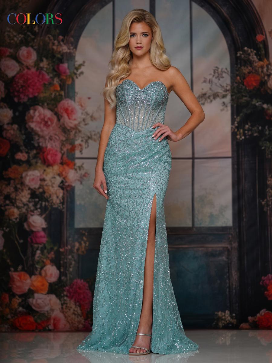 Colors Dress Sequin Corset Prom Dress 3775 - Image 3