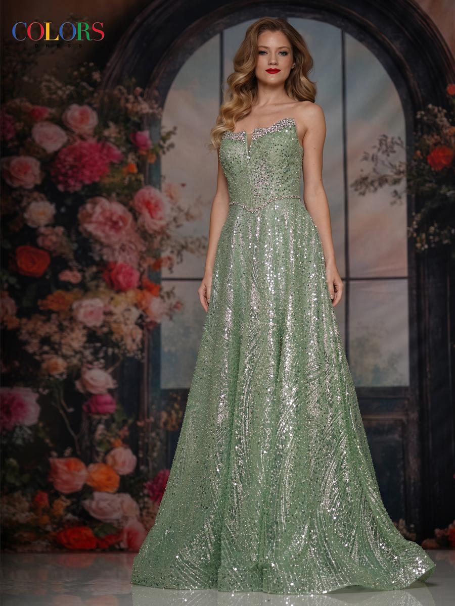 Colors Dress Strapless Sequin Prom Dress 3790 - Image 4