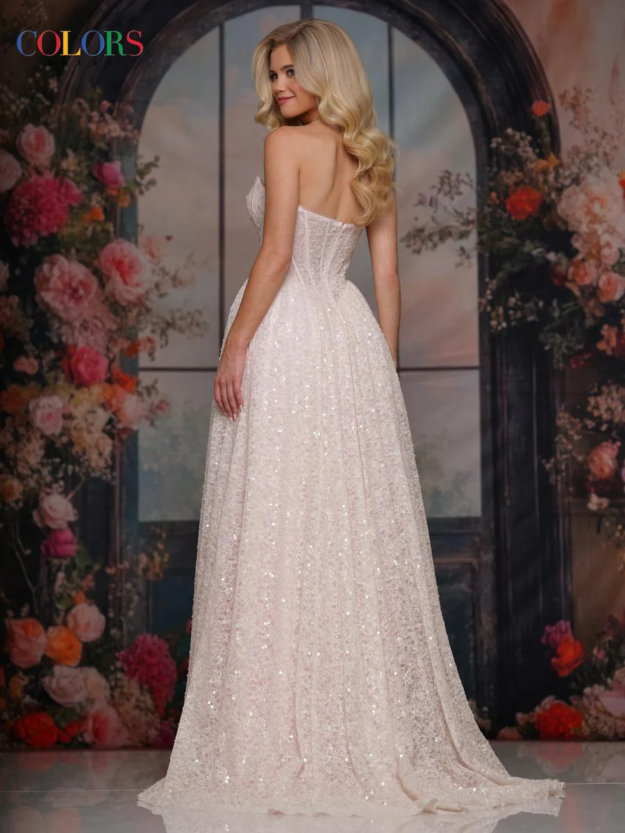 Colors Dress A-Line Corset Sequin Prom Dress 3791 - Image 2
