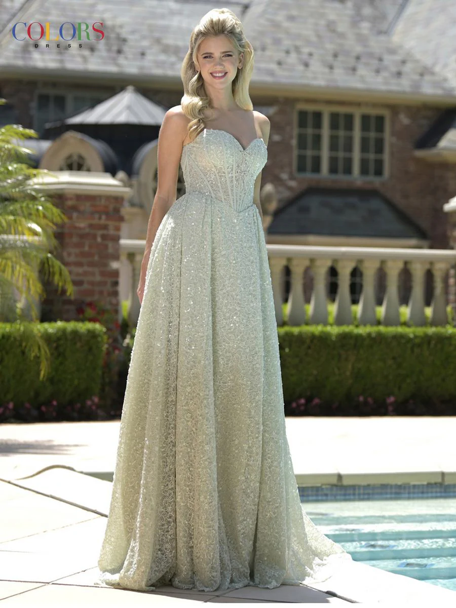 Colors Dress A-Line Corset Sequin Prom Dress 3791 - Image 3