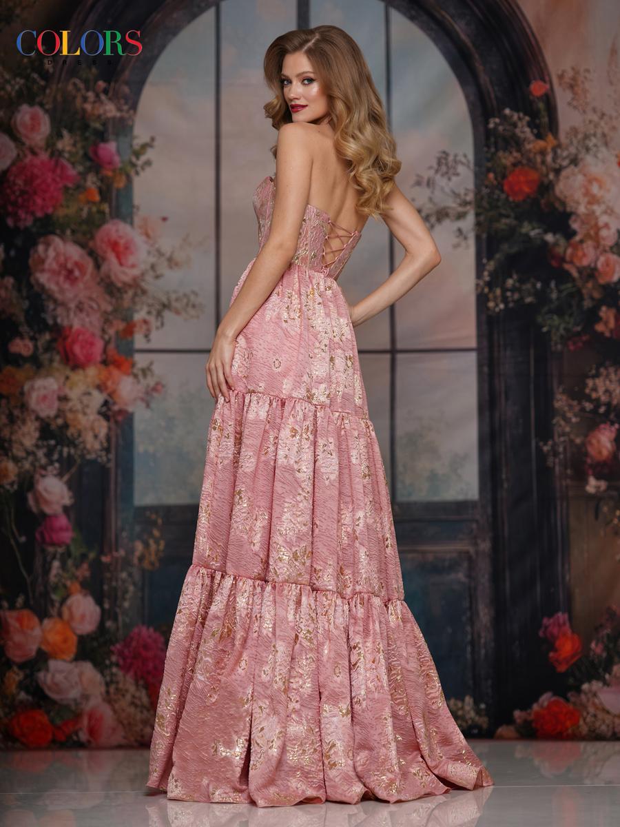 Colors Dress A-Line Metallic Jacquard Prom Dress 3794 - Image 2