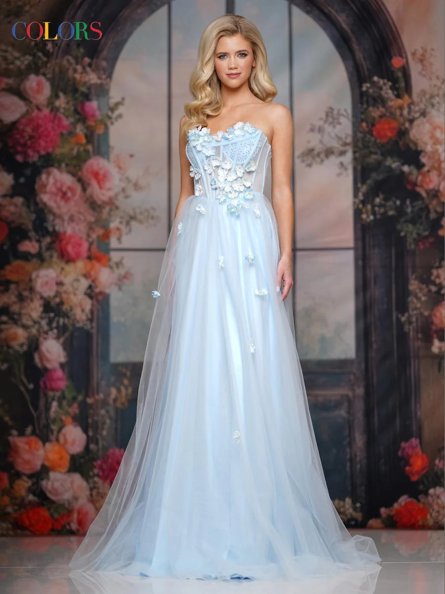 Colors Dress Strapless A-Line Tulle Prom Dress 3801