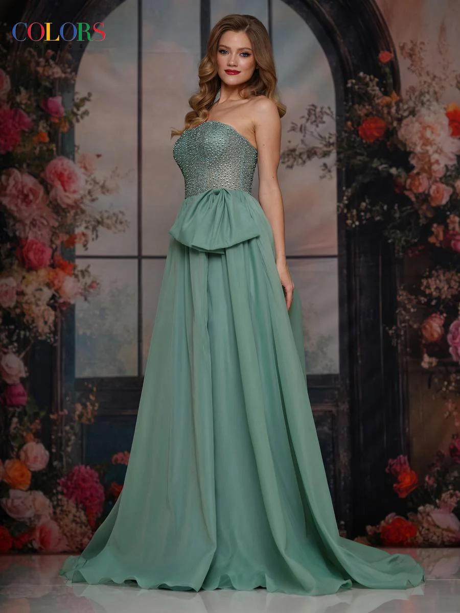 Colors Dress Side Bow A Line Prom Dress 3843