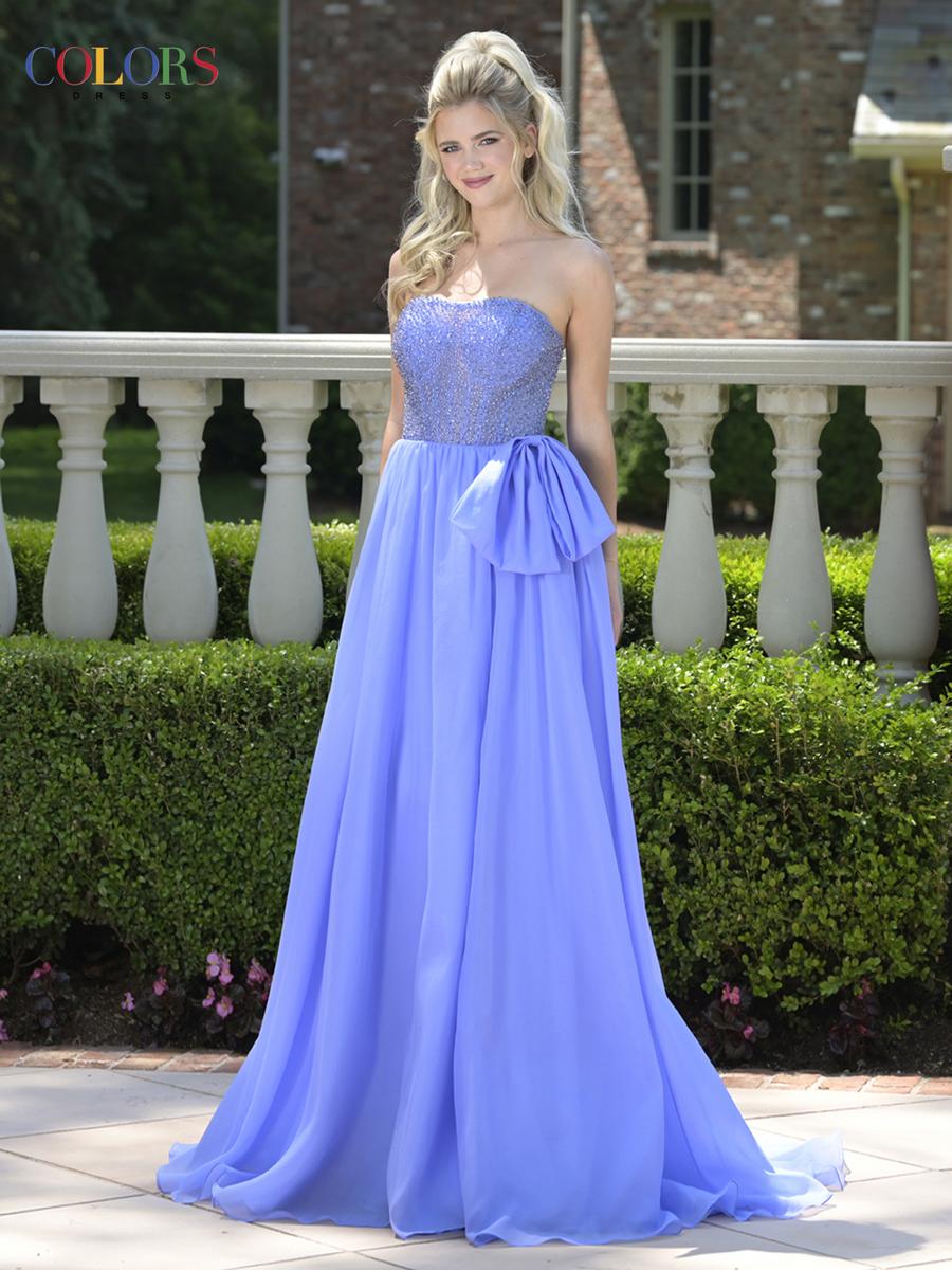 Colors Dress Side Bow A Line Prom Dress 3843 - Image 3