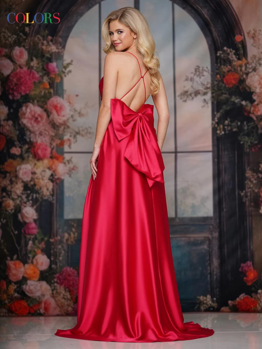Colors Dress A Line Oversize Back Bow Prom Dress 3851 - Image 2