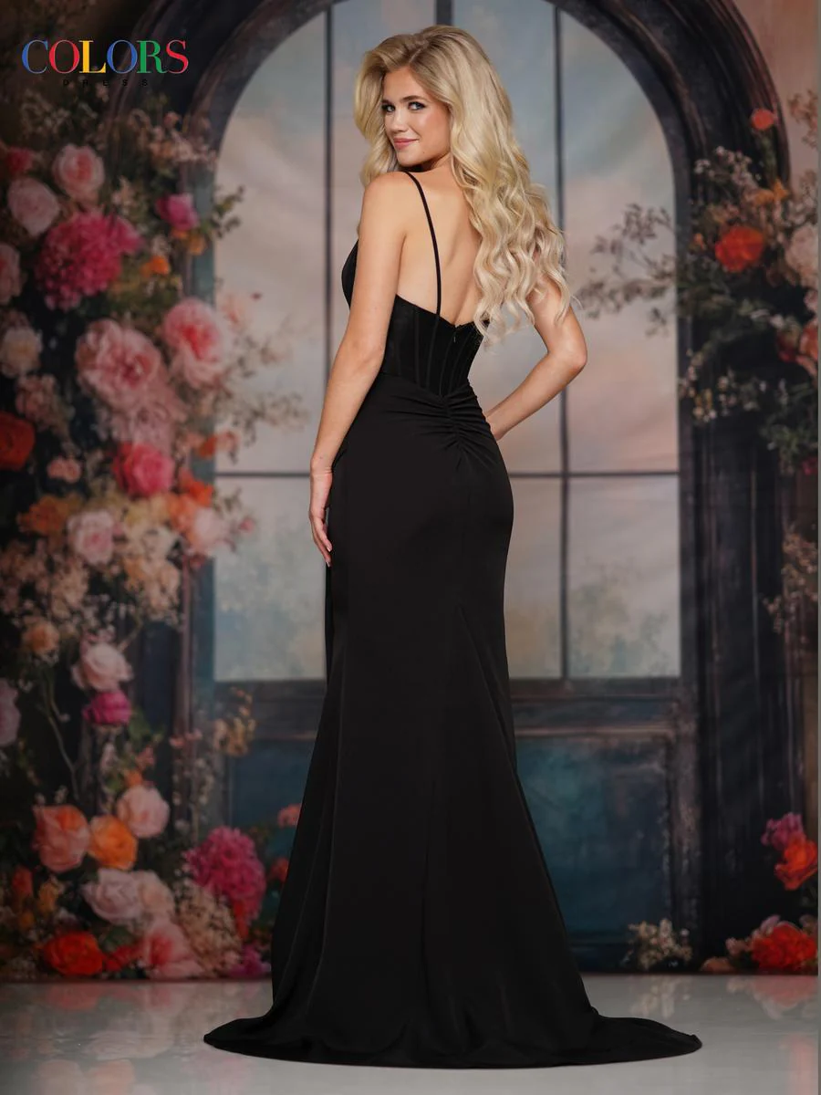Colors Dress Corset Beaded Bow Fitted Prom Dress 3901 - Image 2