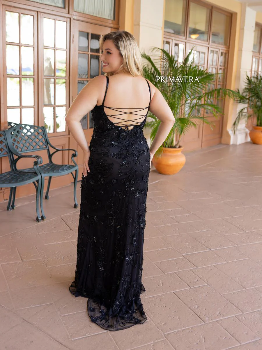 Primavera Plus Size 3D Floral Beaded Prom Dress 14050 - Image 2