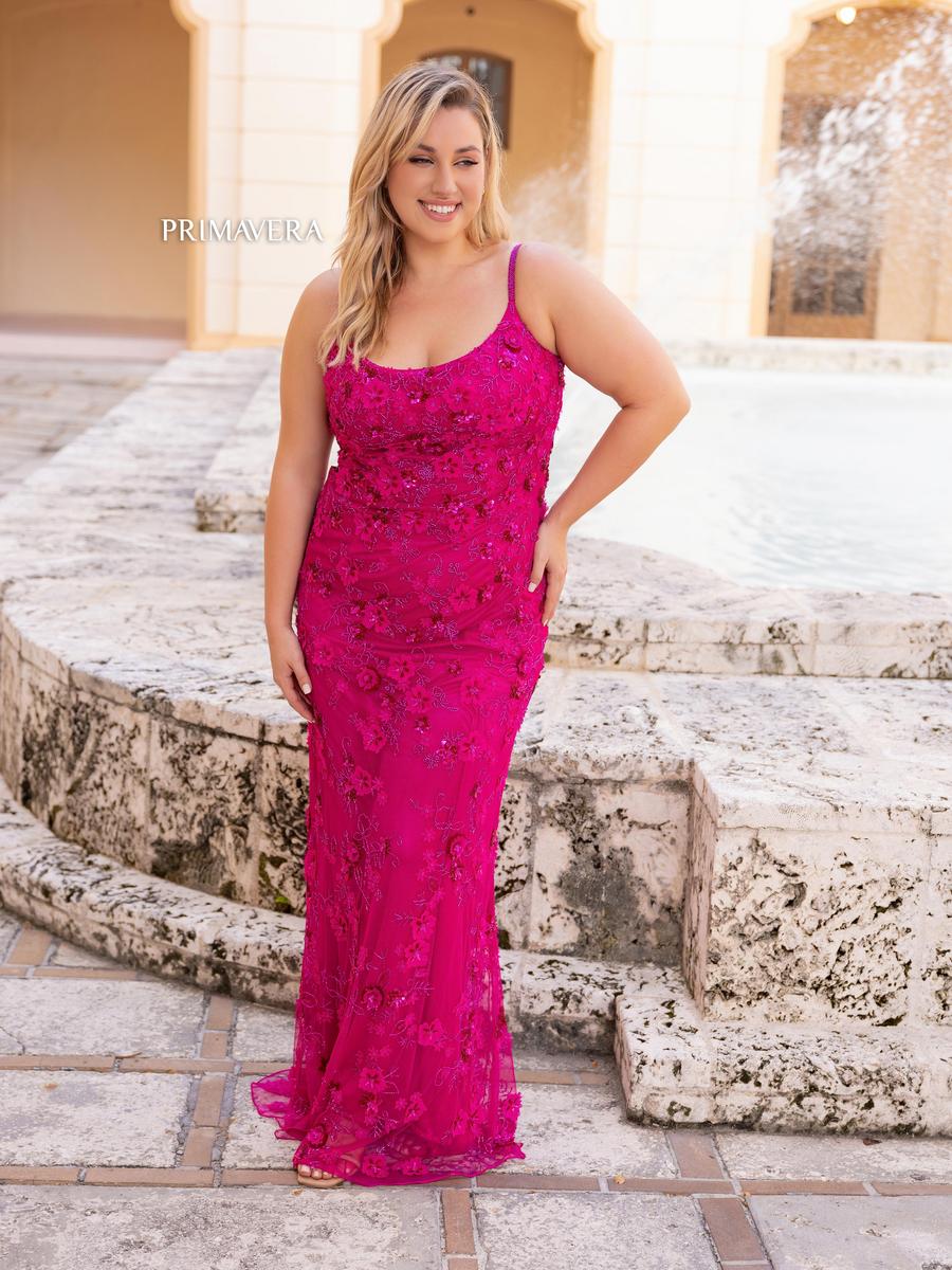 Primavera Plus Size 3D Floral Beaded Prom Dress 14050 - Image 3
