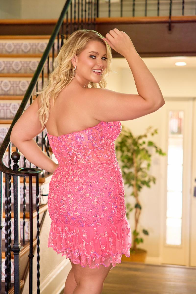 Curvy by Primavera Ruffle Hem HoCo Dress 14089 - Image 4
