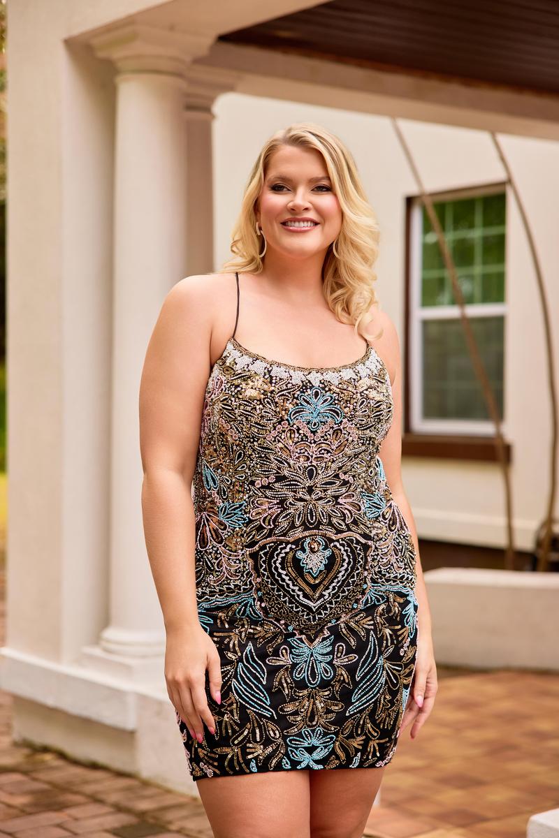 Curvy by Primavera Beaded Multi HoCo Dress 14090 - Image 3