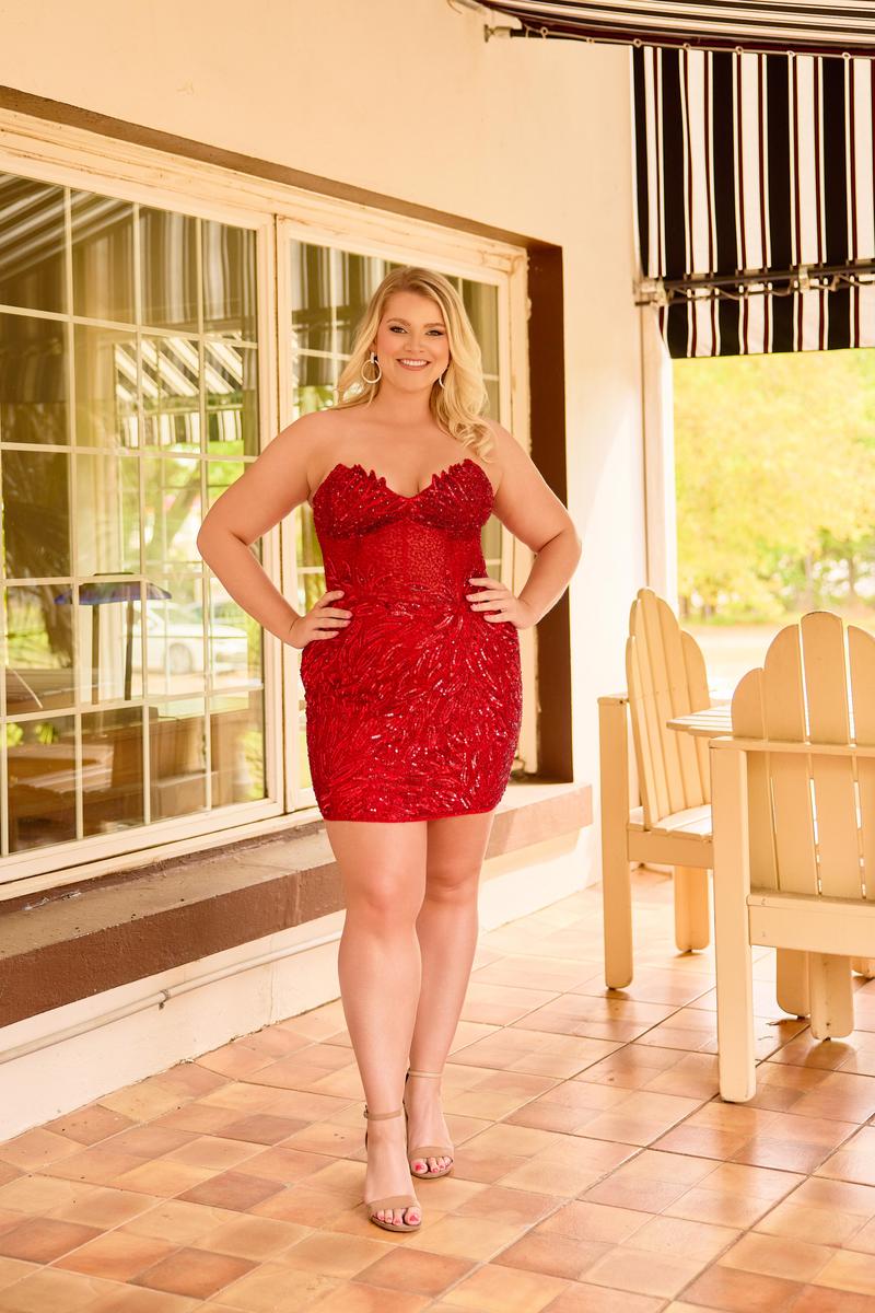 Curvy by Primavera Tight Illusion HoCo Dress 14091 - Image 8