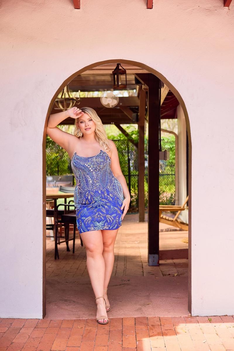 Curvy by Primavera Scoop Neck HoCo Dress 14094 - Image 8