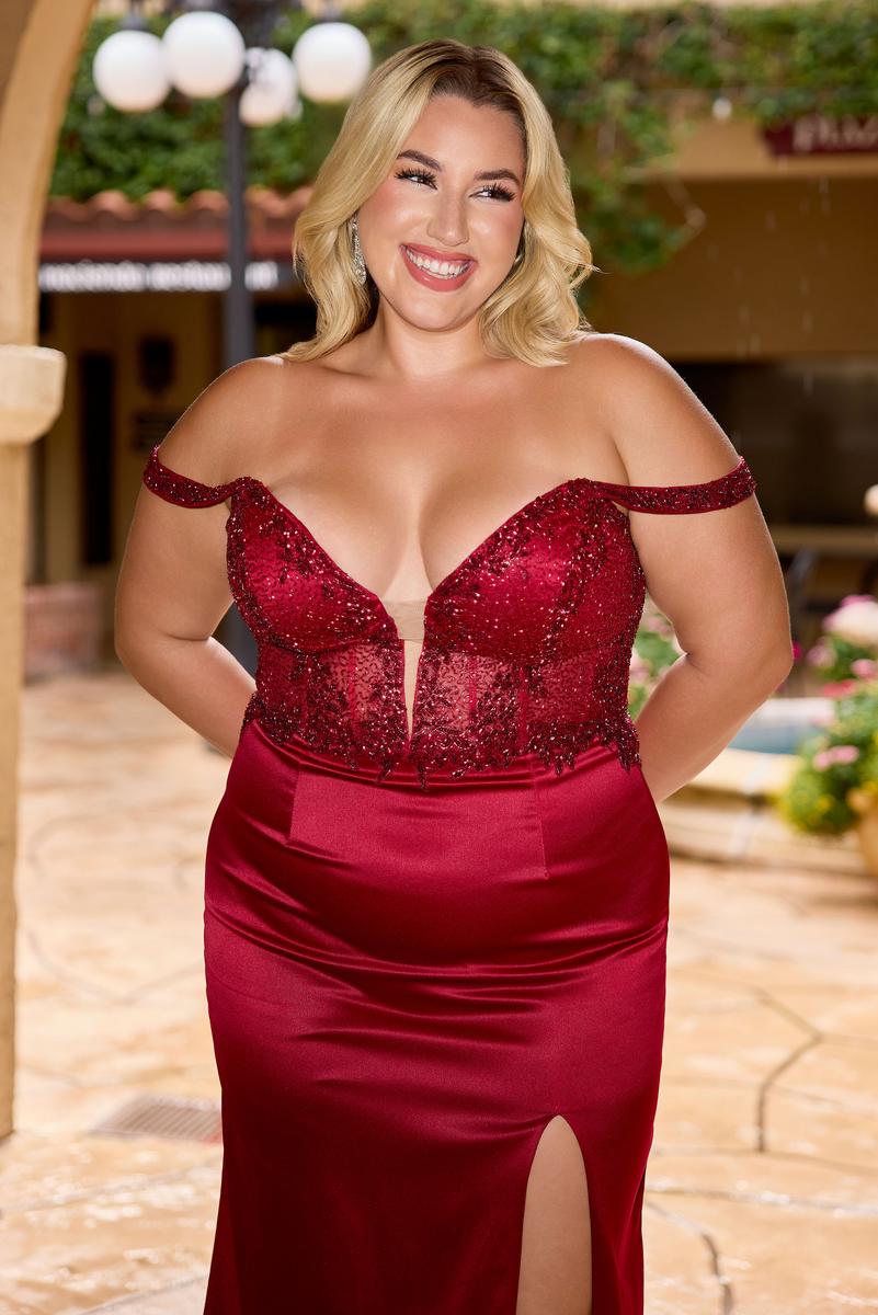 Curvy by Primavera Off The Shoulder Prom Dress 14107 - Image 8
