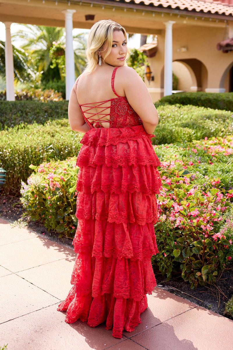 Curvy by Primavera A-Line Beaded Lace Prom Dress 14110 - Image 2