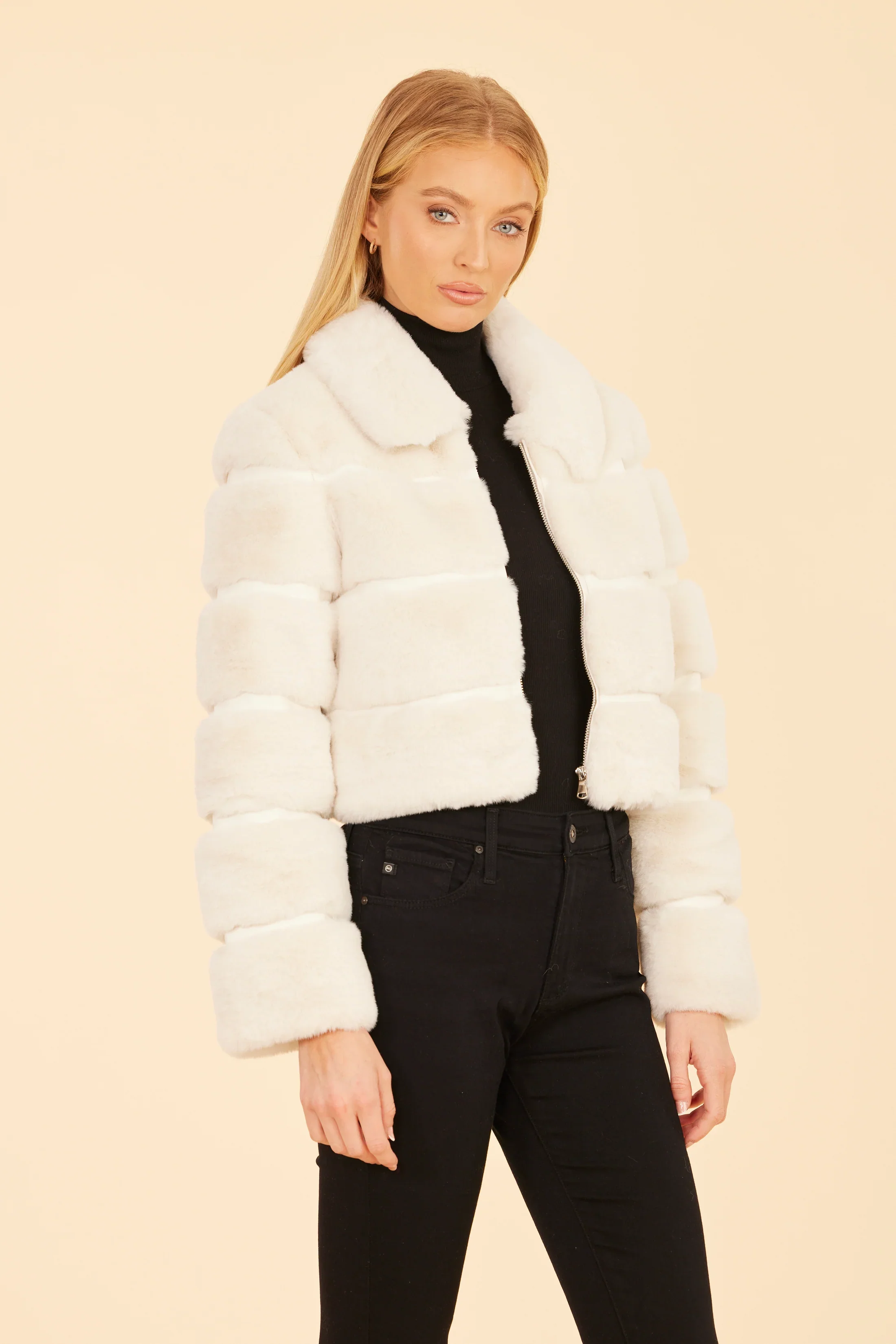 Dolce Cabo Paneled Faux Fur Cropped Jacket 75521 - Image 16