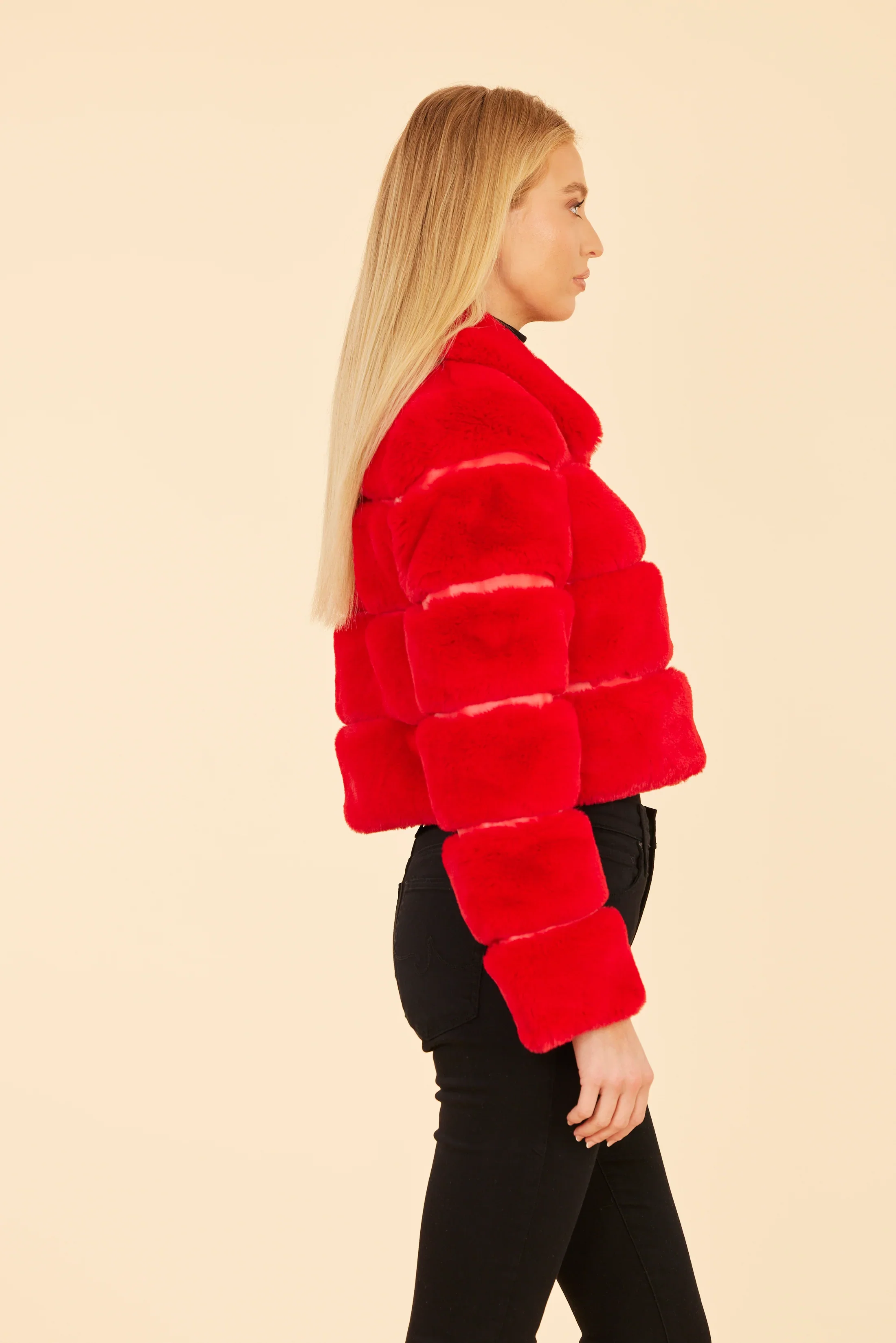Dolce Cabo Paneled Faux Fur Cropped Jacket 75521 - Image 3