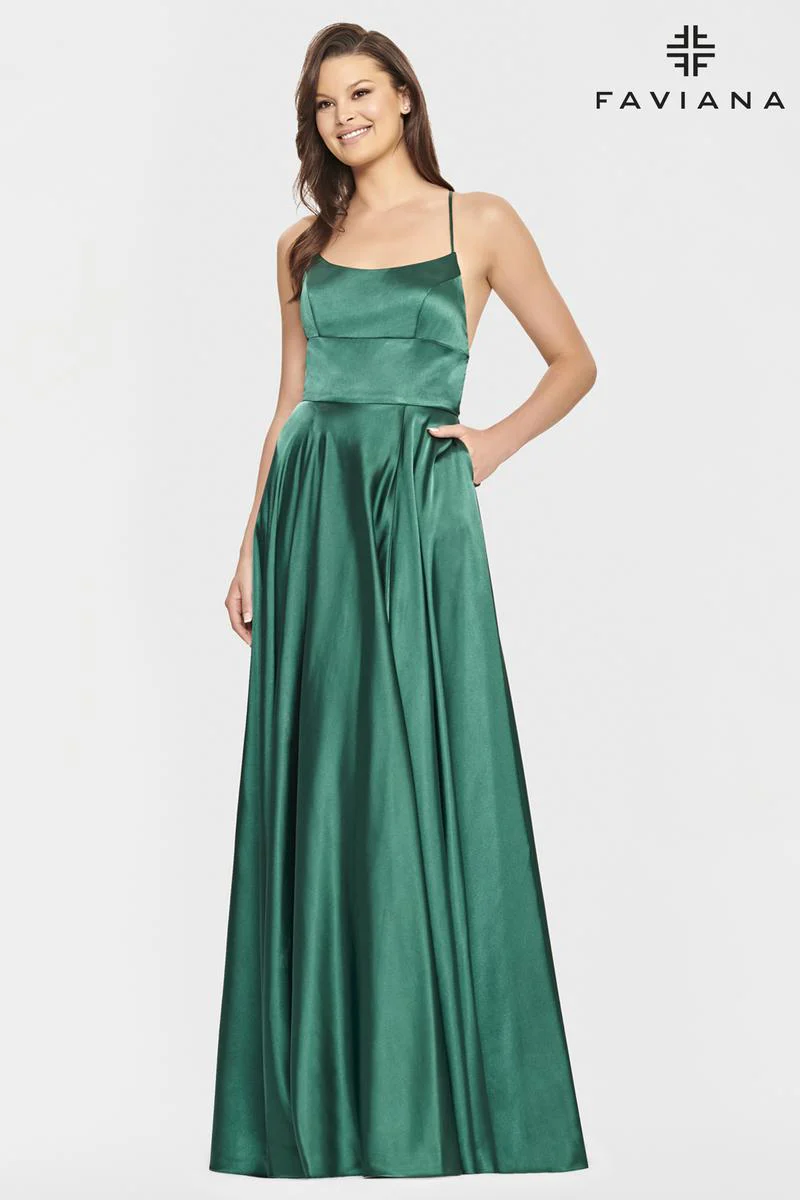 Faviana Long A-Line Satin Prom Dress S10828 - Image 6