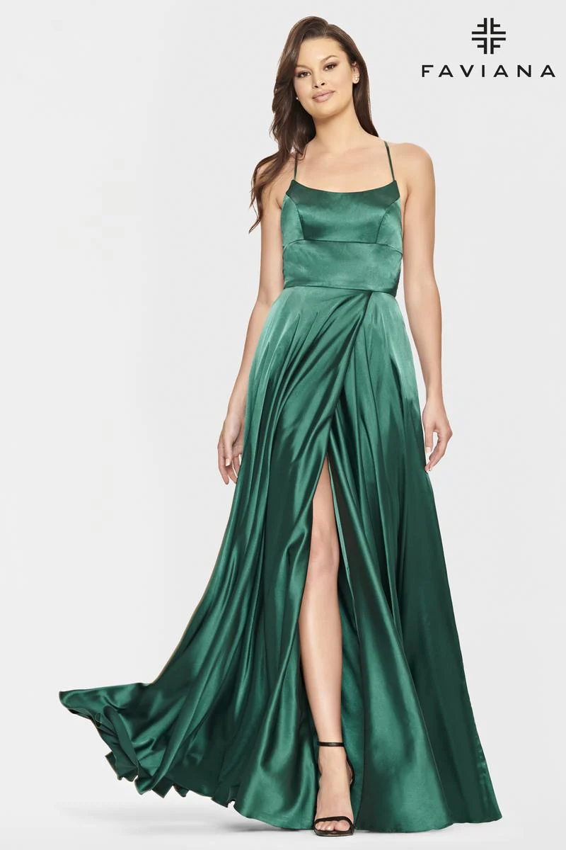 Faviana Long A-Line Satin Prom Dress S10828 - Image 8