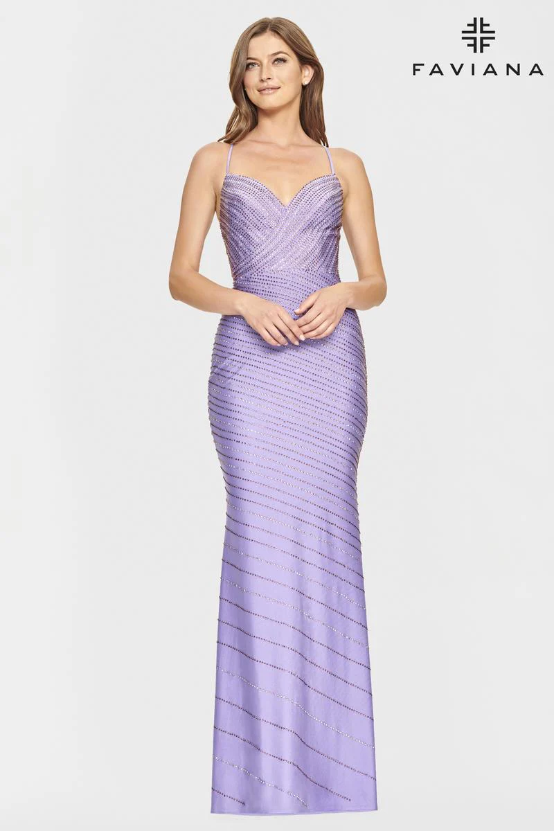 Faviana Long V-Neck Prom Dress S10830 - Image 12