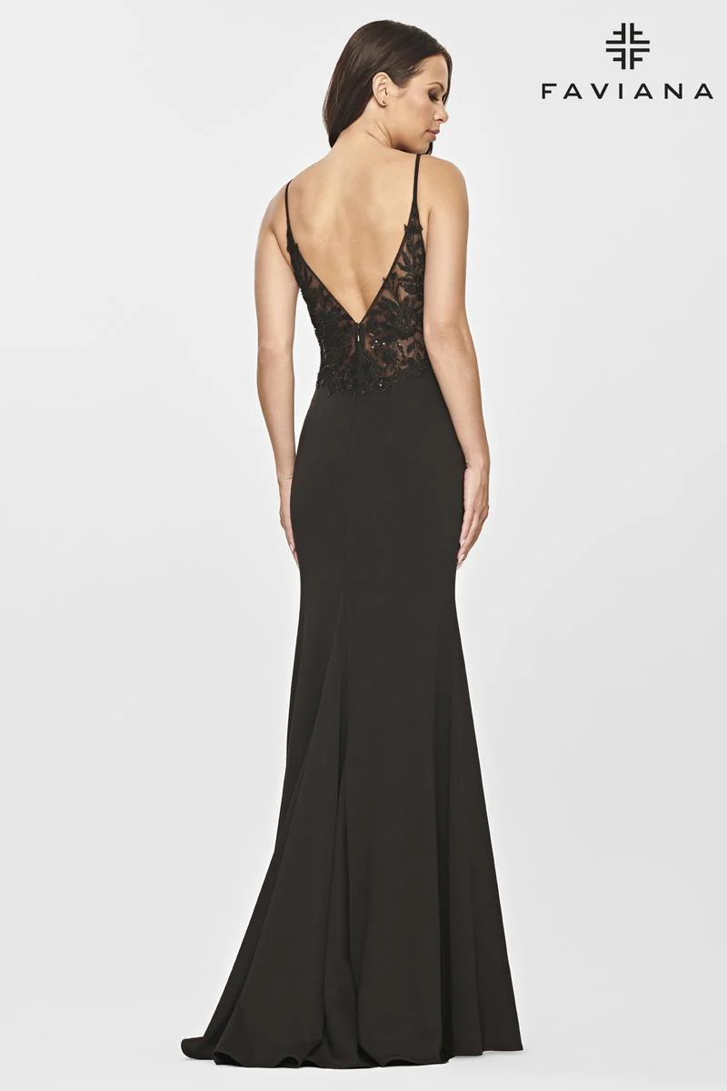 Faviana Long V-Neck Jersey Prom Dress S10834 - Image 4
