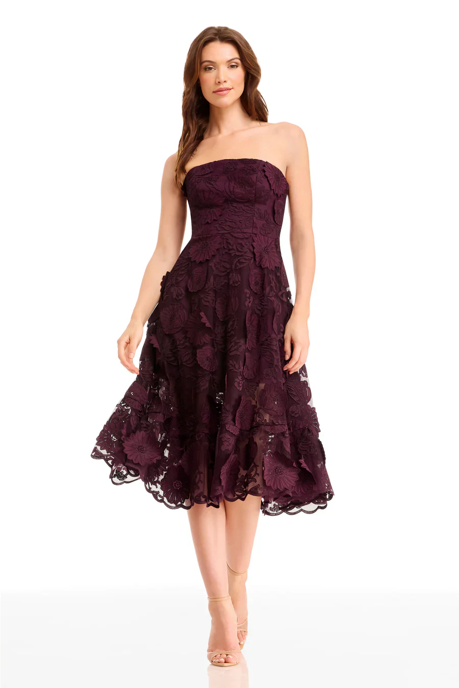 Dress the Population "Kailyn" Strapless Lace Midi Dress DDR366 - Image 2