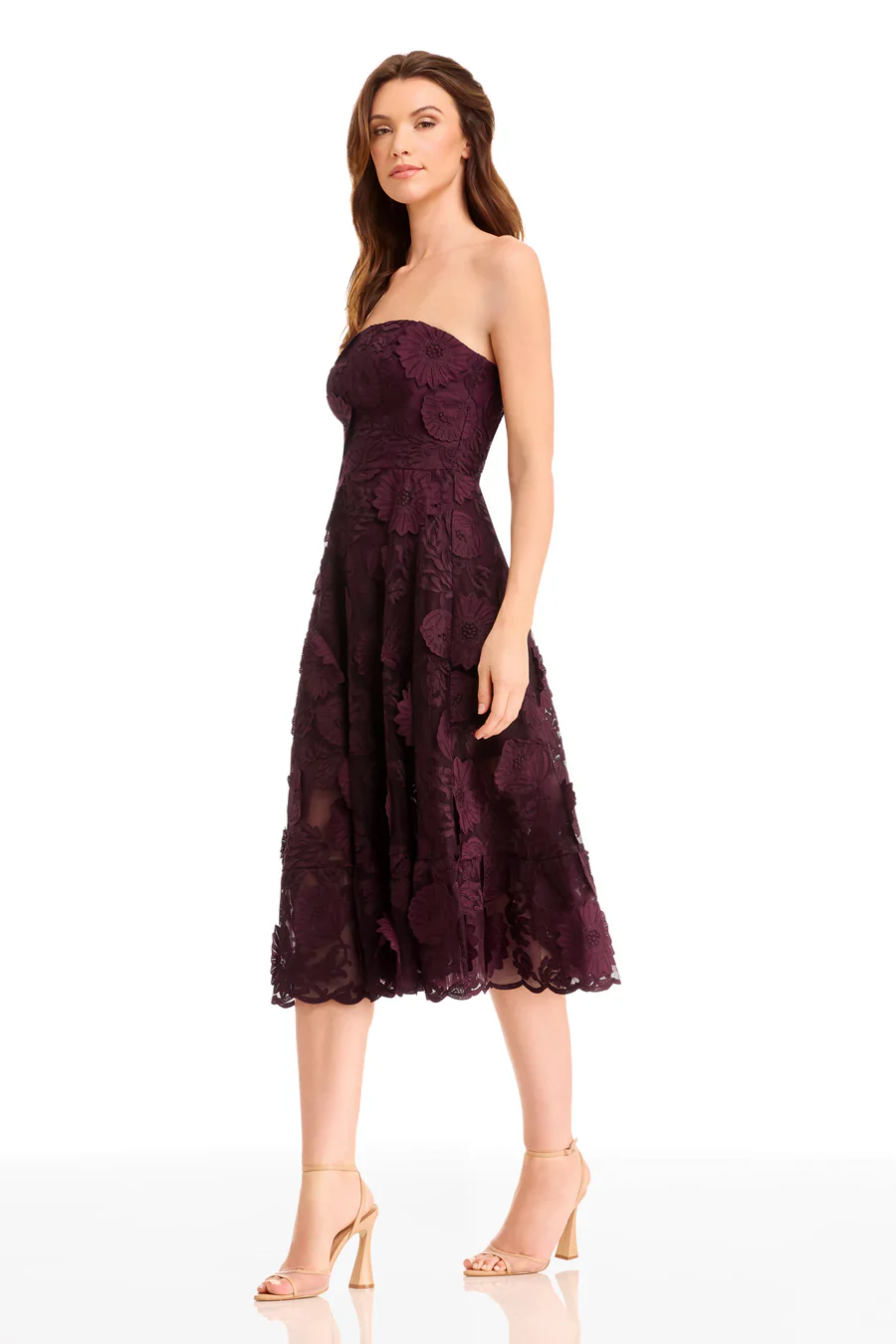 Dress the Population "Kailyn" Strapless Lace Midi Dress DDR366 - Image 4