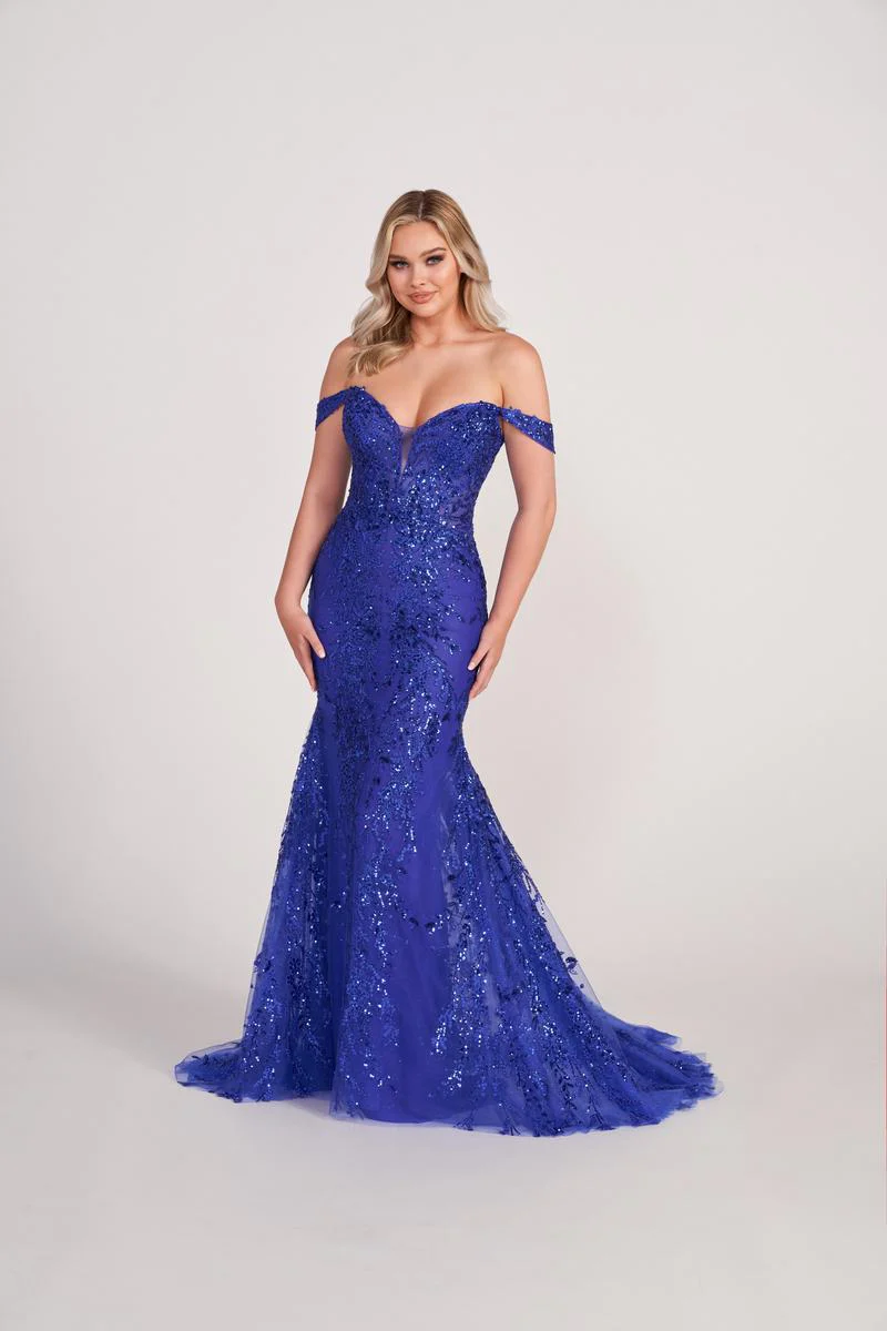 Ellie Wilde Long Off the Shoulder Prom Dress EW34007 - Image 4